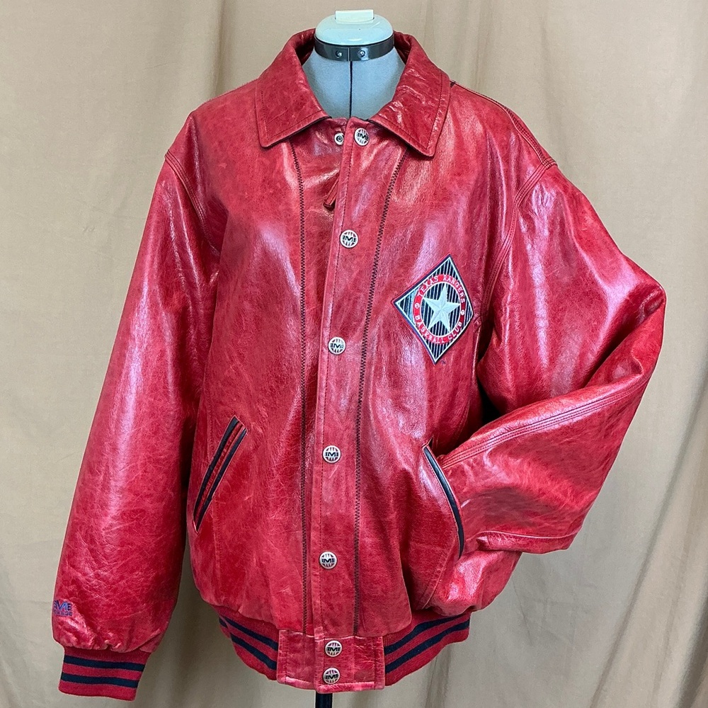 Texas Rangers Baseball Red Leather Jacket by Mirage brand Size XL